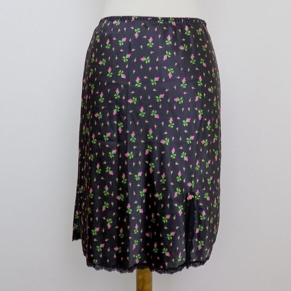 Betsey Johnson Dresses & Skirts - betsey johnson silky satin slip skirt rosebud floral print sexy punk grunge y2k